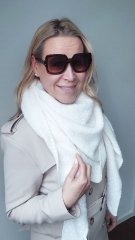 Schal Dreieckstuch flauschig weich uni, cremewei