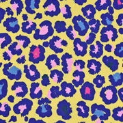 Jerseystoff Leoparden Muster, blau rosa gelb