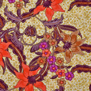 Viskose Stoff orientalische Blumen,terracotta beige