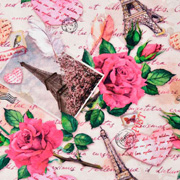 Jerseystoff Eiffelturm Paris Rosen Herzen,pink nude hellbeige