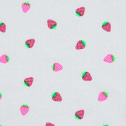 Jerseystoff Erdbeeren, neonpink weiss