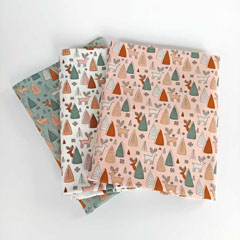 Jerseystoff Rehe Bume, dunkelmintgrn hellrosa