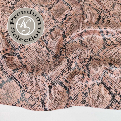 Lederimitat Snake Print Deadstock elastisch, lachsrosa