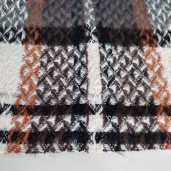 Webware kariert Karomuster Deadstock flauschig, grau cognac schwarrz cremewei