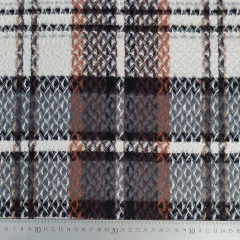Webware kariert Karomuster Deadstock flauschig, grau cognac schwarrz cremewei