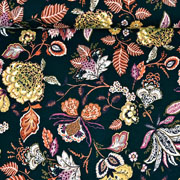 Viskose Jerseystoff Kelchblumen, ockergelb terracotta schwarz