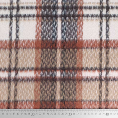 Webware kariert Karomuster Deadstock flauschig, cognac beige dunkelbraun