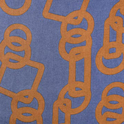 RESTSTCK 42 cm Viskose Stoff Blusenstoff Ringe Quadrate, terracotta braun jeansblau