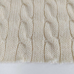 Zopfstrickstoff Cashmere Schurwolle Designerstoff, cremewei