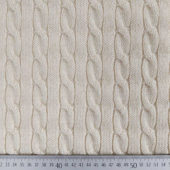 Zopfstrickstoff Cashmere Schurwolle Designerstoff, cremewei