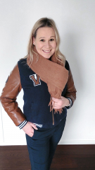 Woll-Cashmere Blend Velourstoff Deadstock, dunkelblau