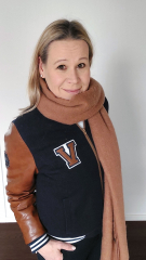 Woll-Cashmere Blend Velourstoff Deadstock, dunkelblau