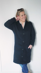 Woll-Cashmere Blend Velourstoff Deadstock, dunkelblau