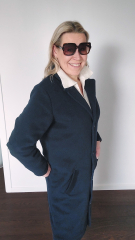 Woll-Cashmere Blend Velourstoff Deadstock, dunkelblau