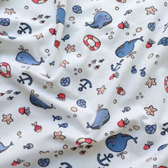 Jersey Wale Fische Anker, blau koralle weiss