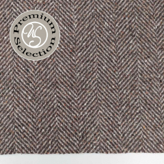 Wollstoff Fischgrtmuster Deadstock Designerstoff, braun ecrue
