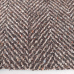 Wollstoff Fischgrtmuster Deadstock Designerstoff, braun ecrue
