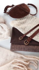 Wollstoff Fischgr�tmuster Deadstock Designerstoff, braun ecrue