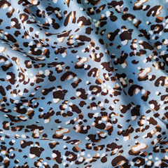Viskose Stoff Leopardenmuster Blusenstoff, braun hellblau