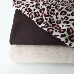 Nicky Velour Stoff Leopardenmuster Animal Print, braun rosa hellbeige
