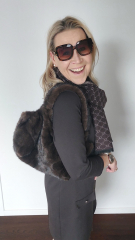 Fake Fur Felltasche flauschig weich uni, dunkelbraun