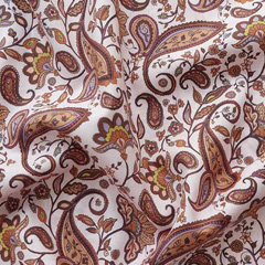 Baumwollstoff Paisley Muster Silky Cotton, braun hellrosa