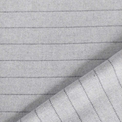 EINZELSTCK (2.35 m)Wollstoff Woolblend Nadelstreifen Fischgrt Deadstock Designerstoff -grau - Made in Italy