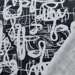 Sweatstoff abstraktes Muster, weiß schwarz