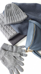 EINZELSTCK (2.4m) Woll-Twillstoff Deadstock Designerstoff  blaugrau meliert - Made in Italy