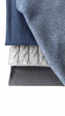 EINZELSTCK (2.4m) Woll-Twillstoff Deadstock Designerstoff  blaugrau meliert - Made in Italy