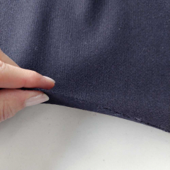EINZELSTCK (1.7 m) Wollstoff Pique hnliche Textur, dunkelblau - Made in Italy
