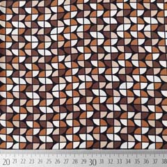 RESTSTCK 50 cm Viskose Twillstoff grafisches Muster Webware, braun beige schwarz
