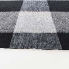Jackenstoff Karomuster Quadrate flauschig weich Webware, grau schwarz