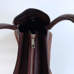 Wildledertasche  2 in 1 Handtasche & Tschchen Ledergriffe-schokobraun-Made in Italy