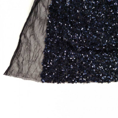 RESTST�CK 40 cm Paillettenstoff elastisch, marineblau schwarz