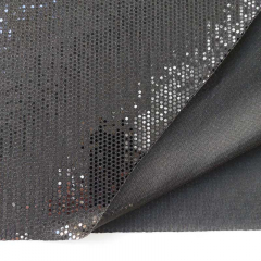 Jerseystoff Paillette funkelnder Stoff elastisch Abendkleidstoff, schwarz