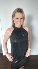 Jerseystoff Paillette funkelnder Stoff elastisch Abendkleidstoff, schwarz