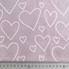 Flanell Stoff Baumwollstoff weie Herzen, helles altrosa