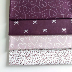 Flanell Stoff Baumwollstoff weie Herzen, helles altrosa