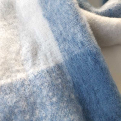 Schal mit Fransen Blockstreifen Halstuch flauschig weich, Dunkelblau Hellblau Wei�