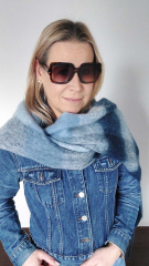 Schal mit Fransen Blockstreifen Halstuch flauschig weich, Dunkelblau Hellblau Wei�