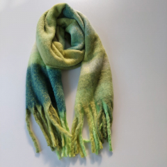 Schal mit Fransen Blockstreifen Halstuch flauschig weich, Grntne