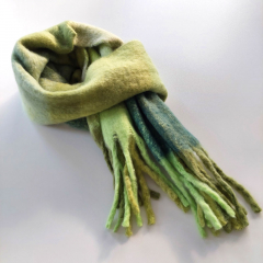 Schal mit Fransen Blockstreifen Halstuch flauschig weich, Gr�nt�ne