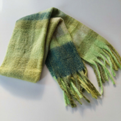 Schal mit Fransen Blockstreifen Halstuch flauschig weich, Gr�nt�ne