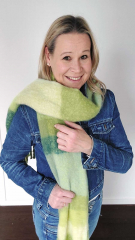 Schal mit Fransen Blockstreifen Halstuch flauschig weich, Gr�nt�ne