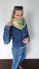 Schal mit Fransen Blockstreifen Halstuch flauschig weich, Gr�nt�ne