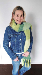 Schal mit Fransen Blockstreifen Halstuch flauschig weich, Gr�nt�ne