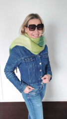 Schal mit Fransen Blockstreifen Halstuch flauschig weich, Gr�nt�ne