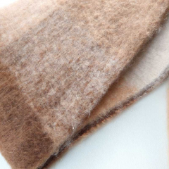 Schal mit Fransen Blockstreifen Halstuch flauschig weich, Braun Beige Cognacbraun