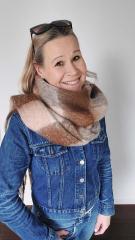 Schal mit Fransen Blockstreifen Halstuch flauschig weich, Braun Beige Cognacbraun